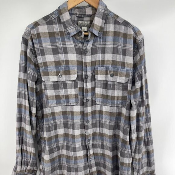 Ocean + Coast Plaid Flannel Men's Shirt Gray/Blue Long Sleeve Button Down - Picture 1 of 6